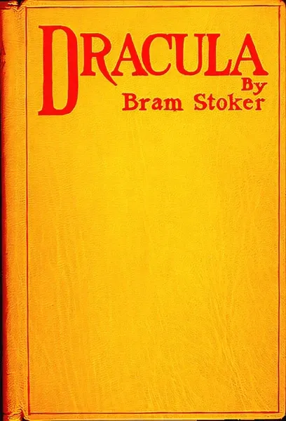 Immagine che ritrae la copertina gialla della prima edizione del libro "Dracula" di Bram Stoker.